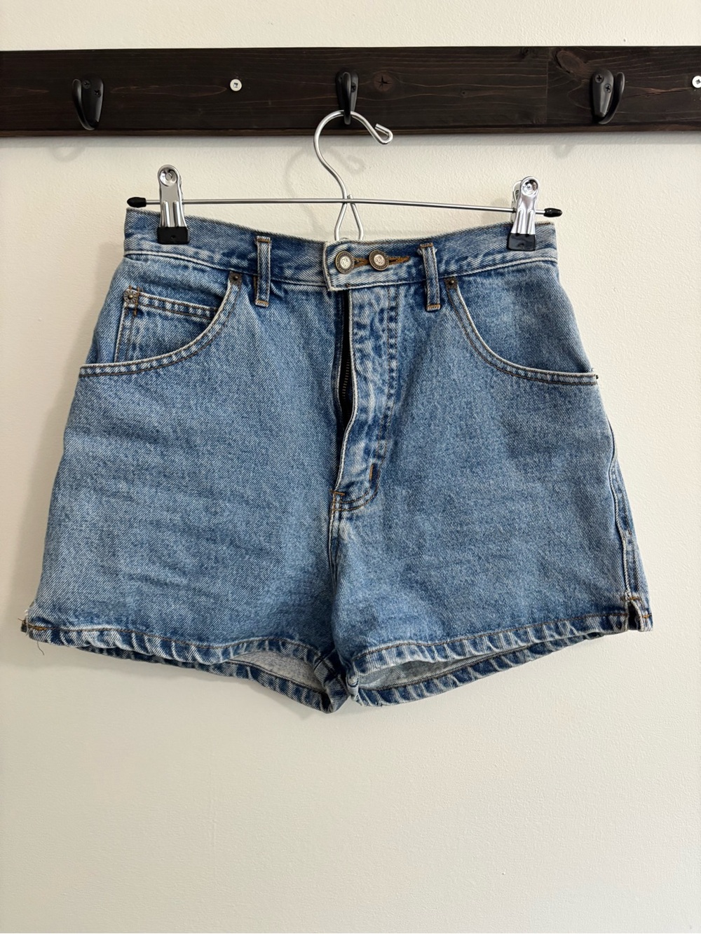 Classic High-Waist Light Blue Denim Shorts